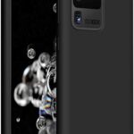Juodas silikoninis dėklas Samsung Galaxy G988 S20 Ultra Liquid Silicone 1.5mm matomas iš priekio ir nugarėlės