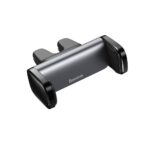 Juodas telefono laikiklis Baseus Steel Cannon Air Outlet SUGP-01 su metaliniu korpusu ir tvirtinimu automobilio ventiliacijos grotelių