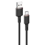 Juodas USB kabelis Acefast C2-04 USB-A to USB-C jungtimis ir 1.2 metro ilgiu