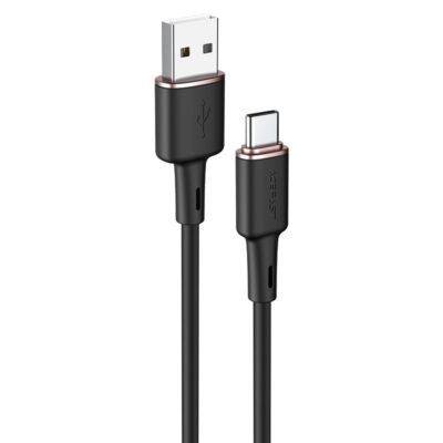 Juodas USB kabelis Acefast C2-04 USB-A to USB-C jungtimis ir 1.2 metro ilgiu