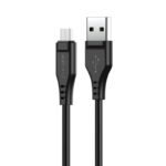 Juodas USB kabelis Acefast C3-09 USB-A to MicroUSB 1.2m su matomais jungtimis ir laidu