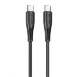 Juodas USB kabelis Awei CL-182C USB-C to USB-C 1.0m su juodais, matiniais USB-C jungtimis abiejuose galuose