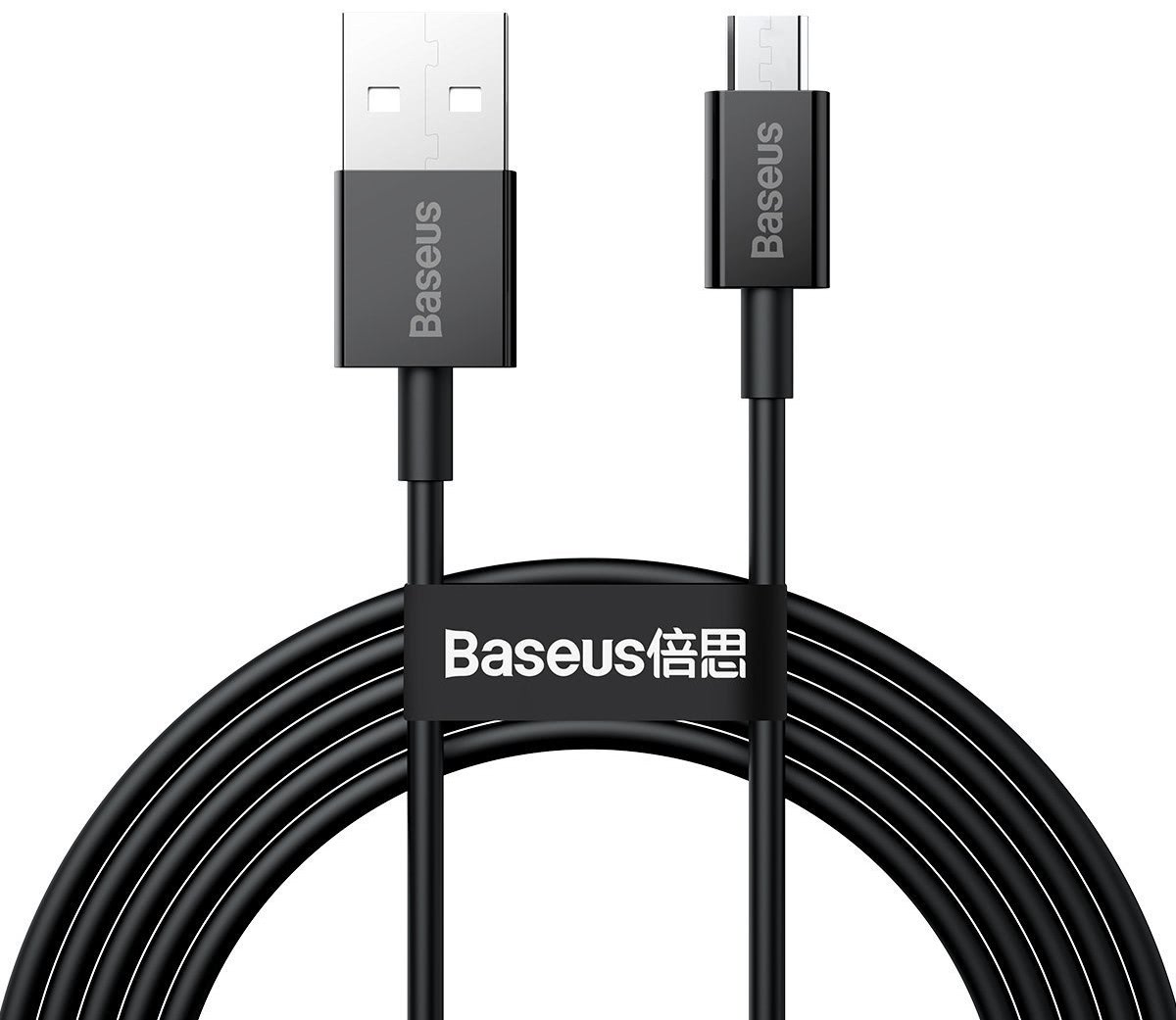 Juodas USB kabelis Baseus Superior iš USB į microUSB 2A 2.0m CAMYS-A01 Juodas USB kabelis Baseus Superior su USB ir microUSB jungtimis
