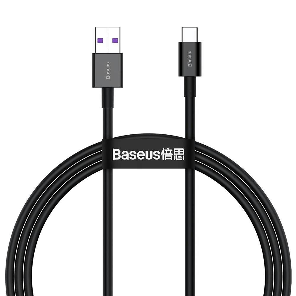 Juodas USB kabelis Baseus Superior USB į Type-C 66W 2.0m Juodas USB kabelis Baseus Superior iš USB į Type-C 66W 2.0m su matomais USB ir Type-C jungtimis