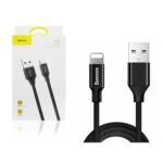 Juodas USB kabelis Baseus Yiven USB to Apple Lightning 1.8m su nailoniniu apvalkalu