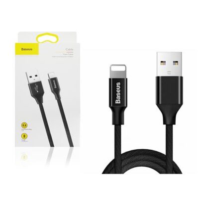 Juodas USB kabelis Baseus Yiven USB to Apple Lightning 1.8m su nailoniniu apvalkalu