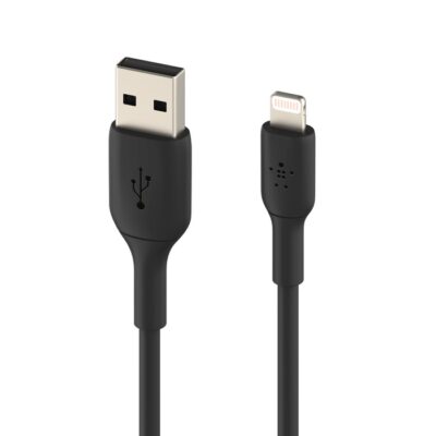 Juodas USB kabelis Belkin Boost Charge USB-A to Lightning 2.0 m su matomais jungtimis
