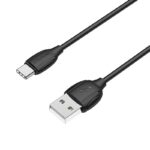 Juodas USB kabelis Borofone BX19 USB-A to USB-C 1.0m su matoma jungtimis ir kabelio dalimi