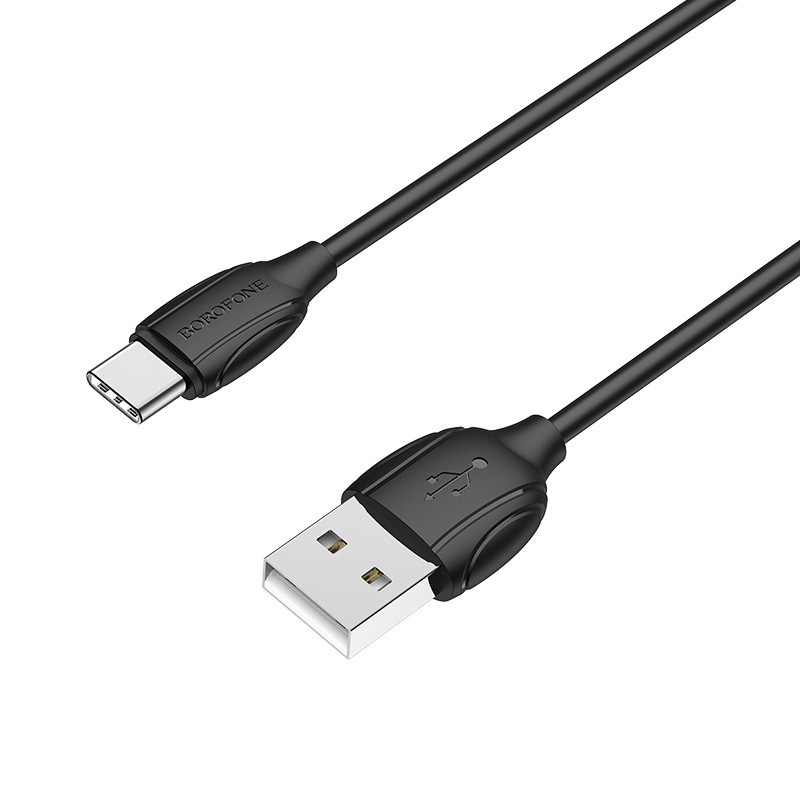 Juodas USB kabelis Borofone BX19 USB-A to USB-C 1.0m Juodas USB kabelis Borofone BX19 USB-A to USB-C 1.0m su matoma jungtimis ir kabelio dalimi