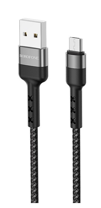 Juodas USB kabelis Borofone BX34 microUSB 1.0m Juodas USB kabelis Borofone BX34 microUSB 1.0m su audiniu dengtu laidu ir metaliniu jungtuku