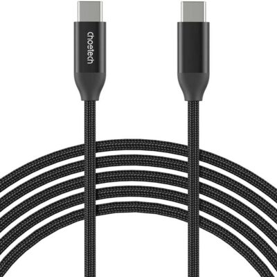 Juodas USB kabelis Choetech XCC-1035 USB-C to USB-C PD3.1 240W 1.2m su nailoniniu apvalkalu ir metaliniais jungtimis