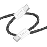 Juodas USB kabelis Hoco X104 60W USB-C to USB-C 2.0m su baltomis jungtimis ir pintu laidu