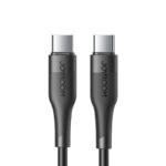 Juodas USB kabelis Joyroom S-1230M3 Type-C to Type-C su metalo jungtimis ir tekstūruotu korpusu
