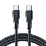 Juodas USB kabelis Joyroom S-CC100A11 Type-C to Type-C 100W su pintu apvadu