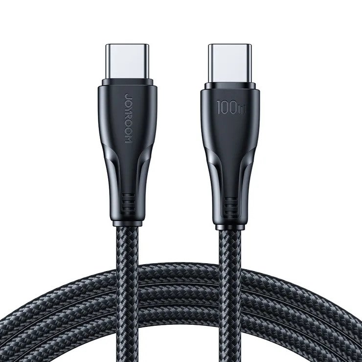 Juodas USB kabelis Joyroom S-CC100A11 Juodas USB kabelis Joyroom S-CC100A11 Type-C to Type-C 100W su pintu apvadu