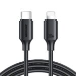 Juodas USB kabelis Joyroom S-CL020A9 Type-C to Lightning 20W 1.0m su matomais galais ir juoda išorine danga