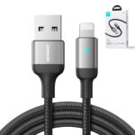 Juodas USB kabelis Joyroom S-UL012A10 USB to Lightning 2.4A 1.2m su nailono apvalkalu ir metaliniais galais