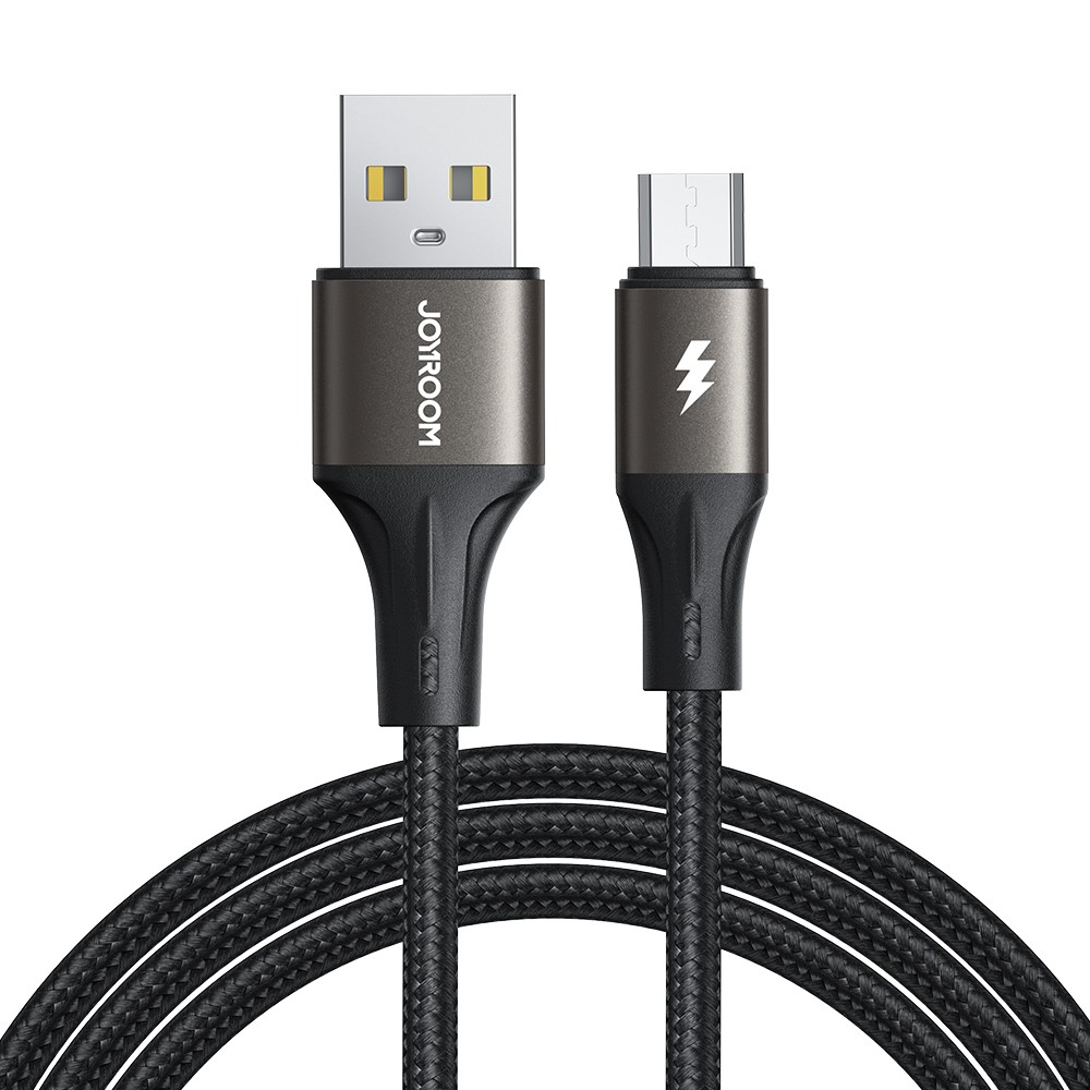 Juodas USB kabelis Joyroom SA25-AM3 USB to MicroUSB 3A 1.2m Juodas USB kabelis Joyroom SA25-AM3 su metaliniu USB ir MicroUSB jungtimi ir pynimo apvalkalu