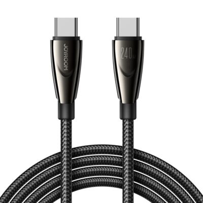 Juodas USB kabelis Joyroom SA31-CC5 USB-C to USB-C 240W su pynimo apsauga