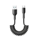 Juodas USB kabelis Joyroom SA38-AC3 USB to USB-C 3A 1.5m su spirale viela
