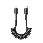 Juodas Joyroom SA38-CC3 USB-C to USB-C 60W kabelis spiralės formos