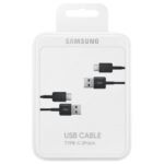 Juodas USB kabelis originalus Samsung EP-DG930MBEGWW Type-C 1.5m komplektas 2 vienetai