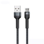 Juodas USB kabelis Remax RC-124m USB-A to MicroUSB 1.0m su audiniu aptrauktas laidas