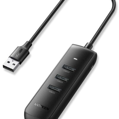 Juodas USB šakotuvas Ugreen CM416 USB-A 3.0 with four USB-A 3.0 lizdais