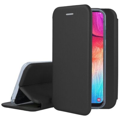 Juodos spalvos atverčiamas dėklas Samsung Galaxy A705 A70 telefonui
