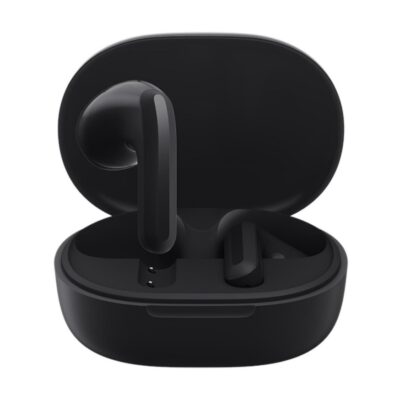 Juodos nelaidės ausinės Xiaomi Redmi Buds 4 Lite BHR7118GL atidarytoje dėžutėje