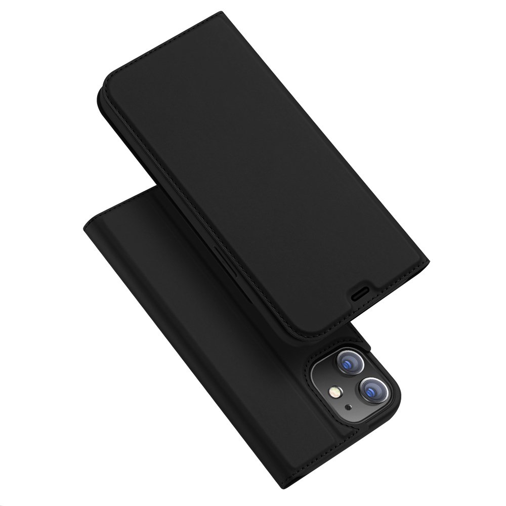 Juodos spalvos atverčiamas dėklas Apple iPhone 12 12 Pro Dux Ducis Skin Pro Juodos spalvos atverčiamas dėklas Apple iPhone 12 ar 12 Pro su matomu kameros išpjovu ir lygia danga