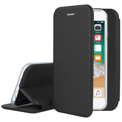 Juodos spalvos atverčiamas dėklas Apple iPhone 6 6S Book Elegance su matine danga