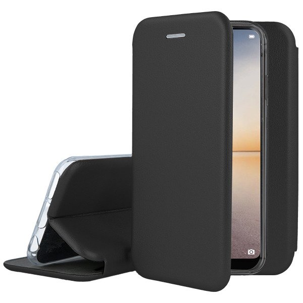 Juodos spalvos atverciamas deklas Huawei P20 Lite Book Elegance Juodos spalvos atverciamas deklas Huawei P20 Lite su apsauginiais kampais