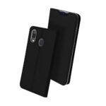 Juodos spalvos atverčiamas dėklas Samsung Galaxy A202 A20e Dux Ducis Skin Pro su kamera ir pirštų atspaudų jutiklio išpjovomis