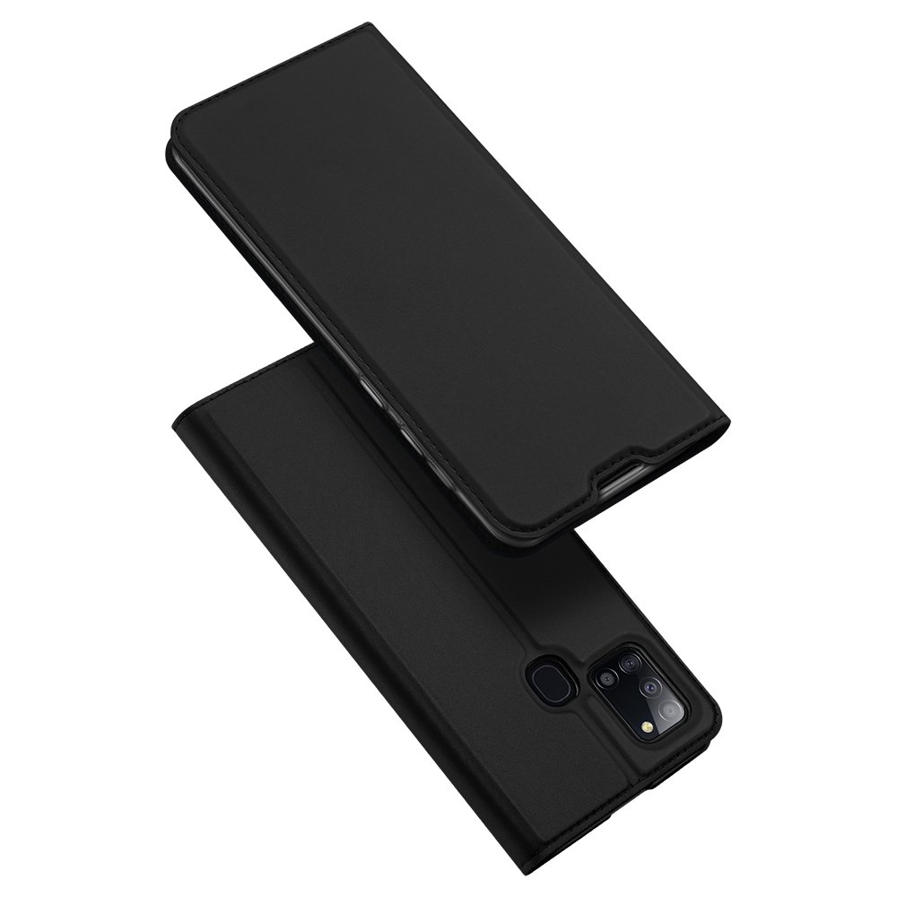 Juodos spalvos atverčiamas dėklas Samsung Galaxy A217 A21s Dux Ducis Skin Pro Juodos spalvos atverčiamas dėklas Samsung Galaxy A217 A21s su kamera ir pirštų atspaudų jutiklio anga