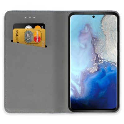 Juodos spalvos atverčiamas dėklas Samsung Galaxy G981 S20 su kortelių laikikliu