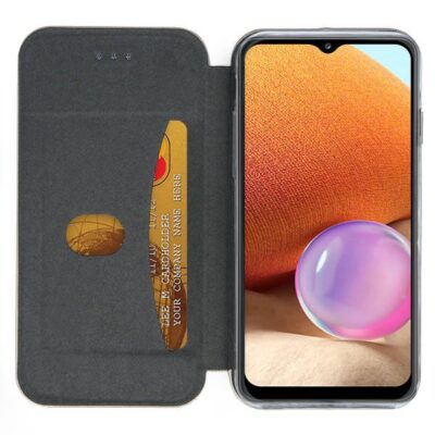 Juodos spalvos atverciamas deklas Samsung Galaxy A325 A32 4G Book Elegance su korteles laikikliu