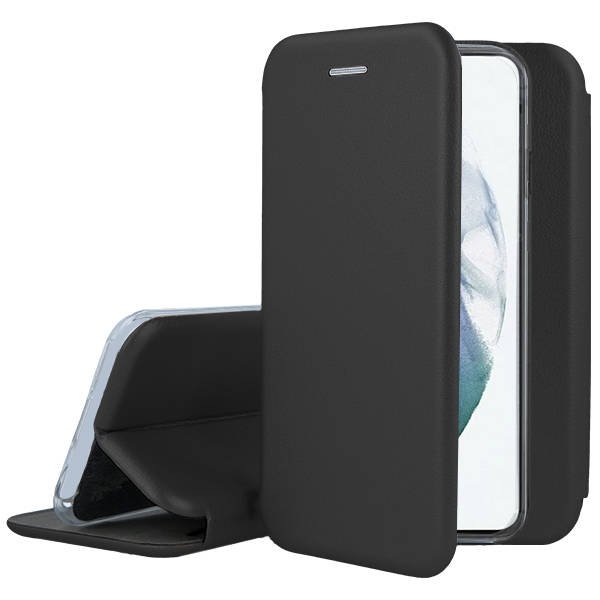 Juodos spalvos atverciams deklo Samsung Galaxy G990 S21 Book Elegance Juodos spalvos atverciams deklo Samsung Galaxy G990 S21 book elegance vaizdas su atidarytu ir uzdarytu versijomis
