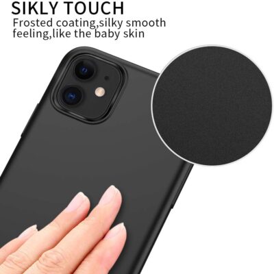 Juodos spalvos dėklas Apple iPhone 11 su matinio paviršiaus tekstūra