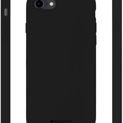 Juodos spalvos dėklas Apple iPhone 7 8 SE 2020 Mercury Silicone matomas iš trijų perspektyvų