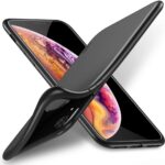 Juodos spalvos dėklas Apple iPhone XR X-level Guardian su matiniu paviršiumi ir kamera atvira