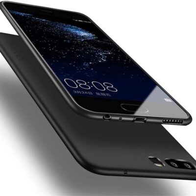 Juodos spalvos dėklas Huawei P10 telefónui, minimalistinio dizaino apsauga