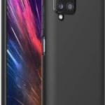 Juodos spalvos dėklas Samsung Galaxy A125 A12 telefonui su apsauga kameros moduliui