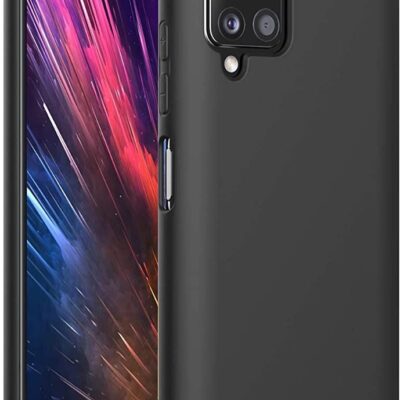 Juodos spalvos dėklas Samsung Galaxy A125 A12 telefonui su apsauga kameros moduliui