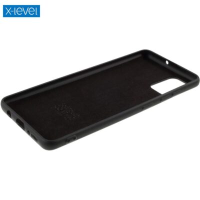 Juodos spalvos dėklas Samsung Galaxy A515 A51 X-level Dynamic su matoma kamera ir mygtukų išpjovomis