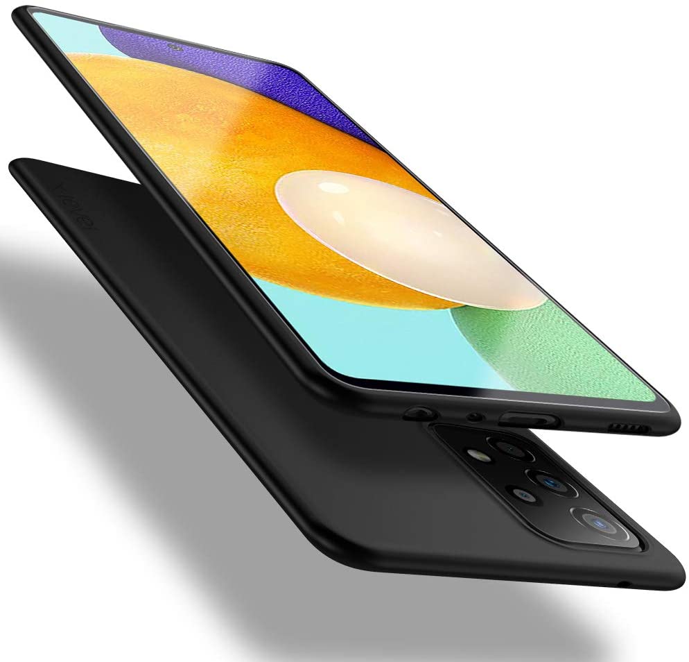 Juodos spalvos dėklas Samsung Galaxy A72 juodos spalvos deklas samsung galaxy a72 x-level guardian matomas is keliu kampu aplink telefonu