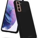 Juodos spalvos dėklas Samsung Galaxy S21 Mercury Silicone su foto kameros išpjova