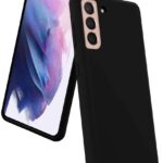 Juodos spalvos silikoninis dėklas Samsung Galaxy S21 Plus telefonui su matiniu paviršiumi ir sudurtomis kameromis