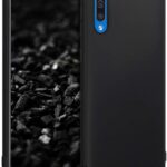 Juodos spalvos silikoninis dėklas Samsung Galaxy A505 A50 su matiniu paviršiumi ir tiksliomis kamerų anga