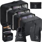 Lagamino daiktu organizatoriaus rinkinys Reach TravelSet juodos spalvos įvairių dydžių